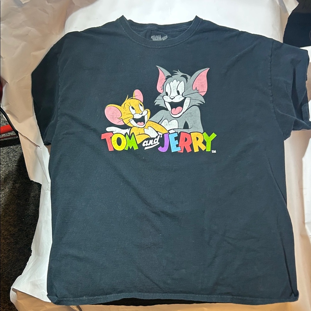 Tom and Jerry Black Graphic Tee w/ Colorful Print